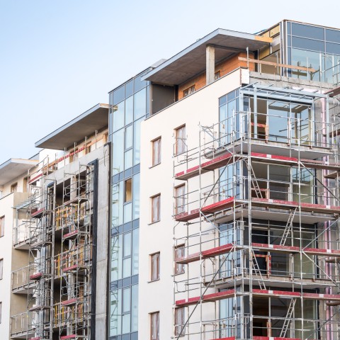 view of apartment building under construction