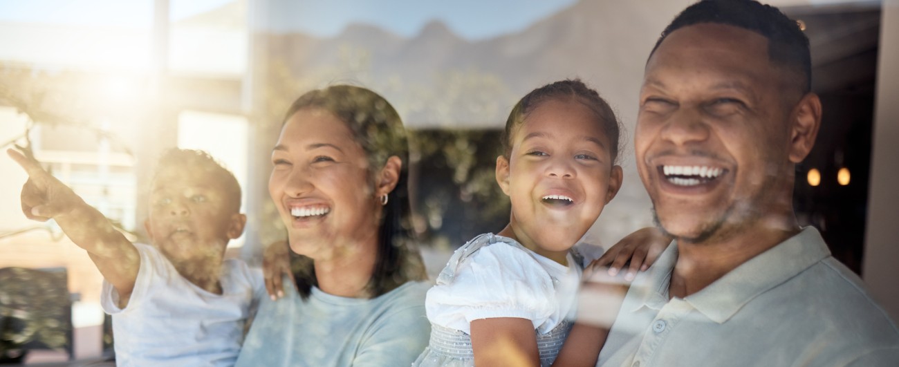 family in window
