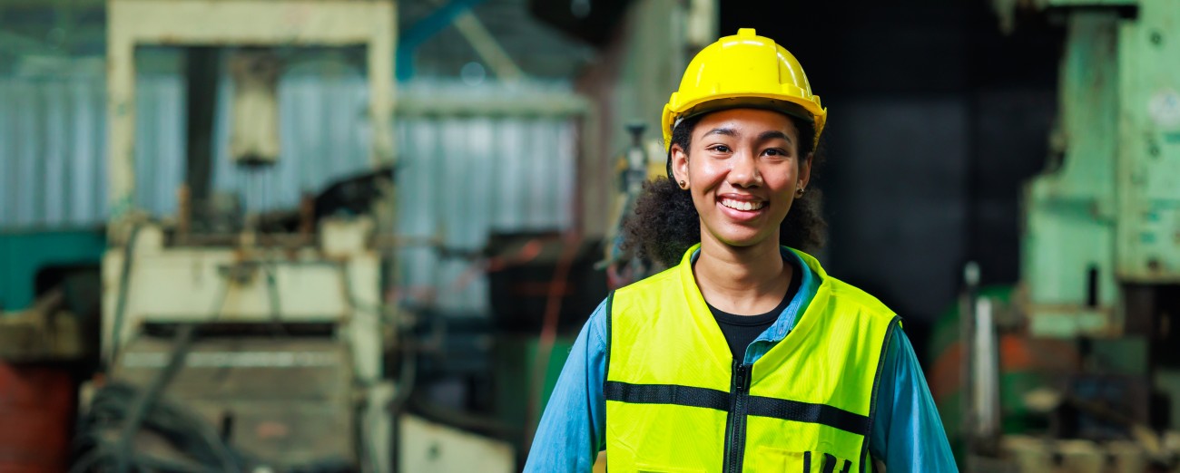 Woman wearing construction protective attire