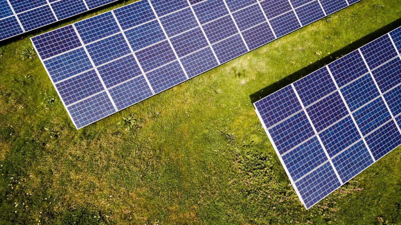 above view of solar panels